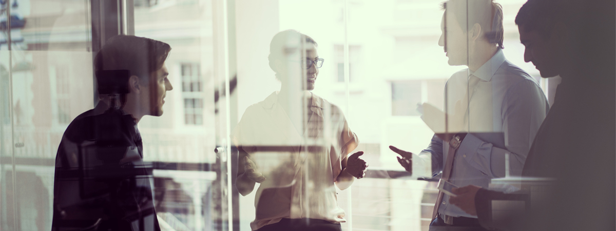 Business people having discussion in modern office