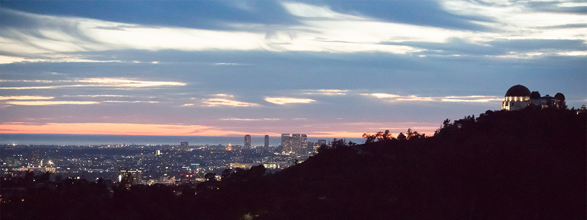 Century City At Dusk With Griffith Observatory