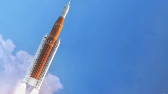 artemis launch spaceship rocket shutterstock 2206366531