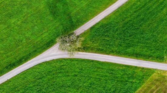 fork in road diversing paths shutterstock_2384775271